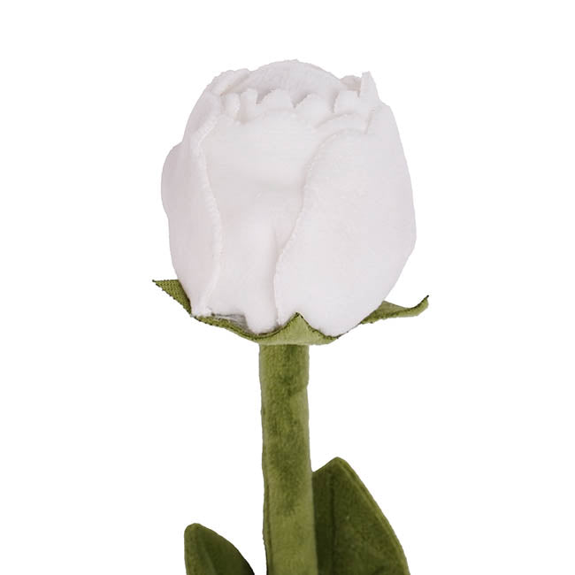 Rose Bud Plush Stem White (42cmH)
