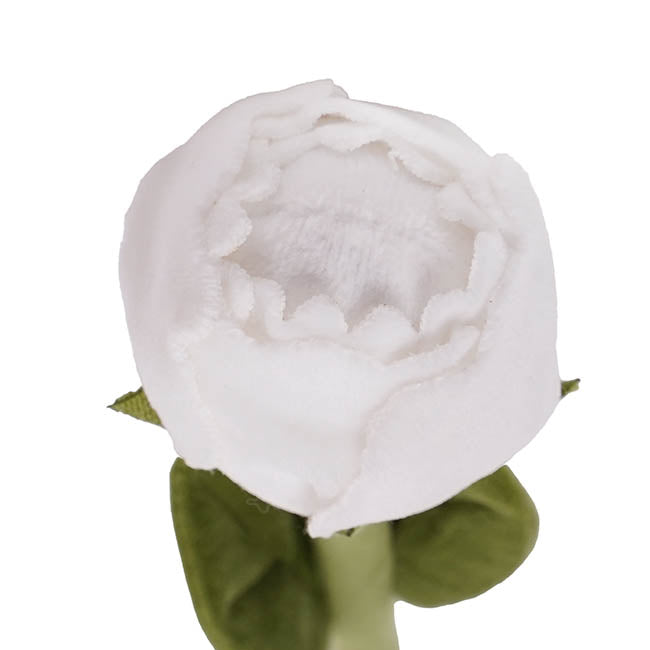 Rose Bud Plush Stem White (42cmH)