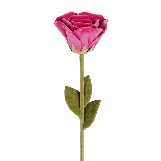 Rose Plush Stem Full Bloom Hot Pink (7cmDx45cmH)