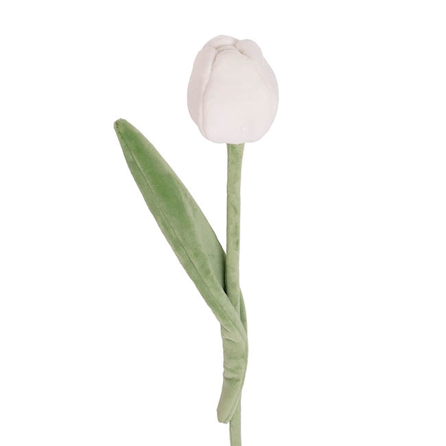 Tulip Plush Stem White (48cmH)