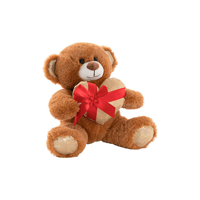 Teddy Bear Jimmy w Gift Plush Heart Brown (20cm.ST)