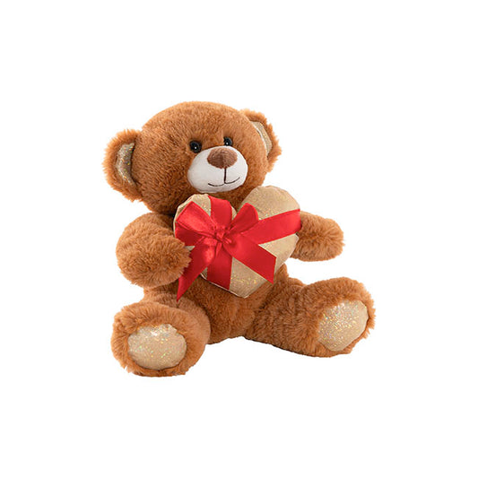 Teddy Bear Jimmy w Gift Plush Heart Brown (20cm.ST)