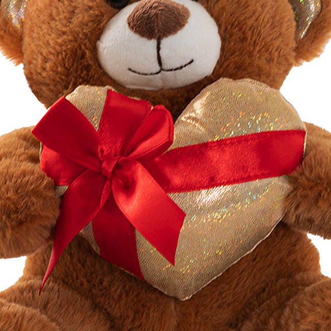 Teddy Bear Jimmy w Gift Plush Heart Brown (20cm.ST)