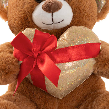 Teddy Bear Jimmy w Gift Plush Heart Brown (20cm.ST)