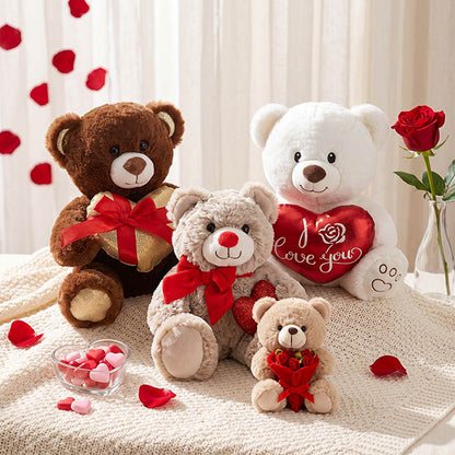 Teddy Bear Jimmy w Gift Plush Heart Dark Brown (20cm.ST)