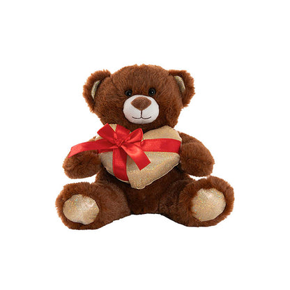 Teddy Bear Jimmy w Gift Plush Heart Dark Brown (20cm.ST)