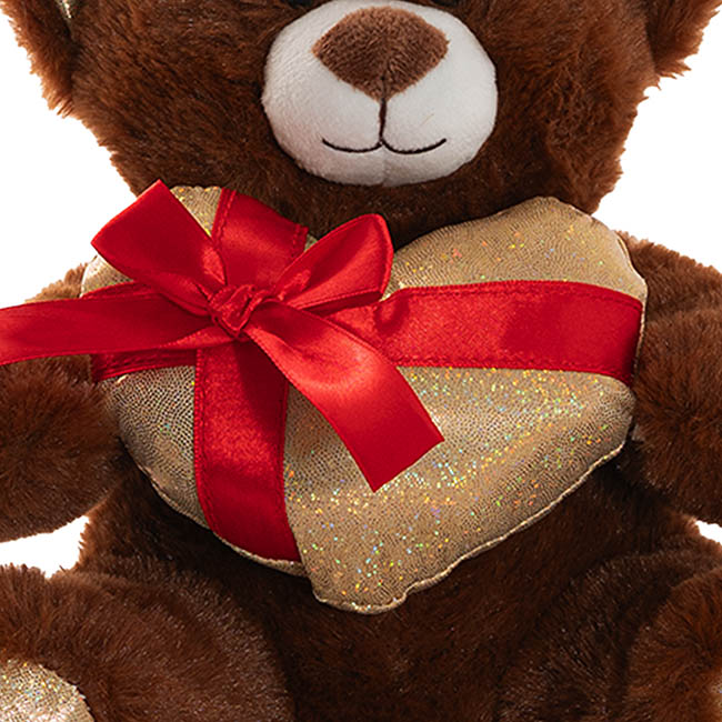 Teddy Bear Jimmy w Gift Plush Heart Dark Brown (20cm.ST)