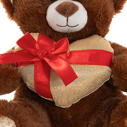 Teddy Bear Jimmy w Gift Plush Heart Dark Brown (20cm.ST)
