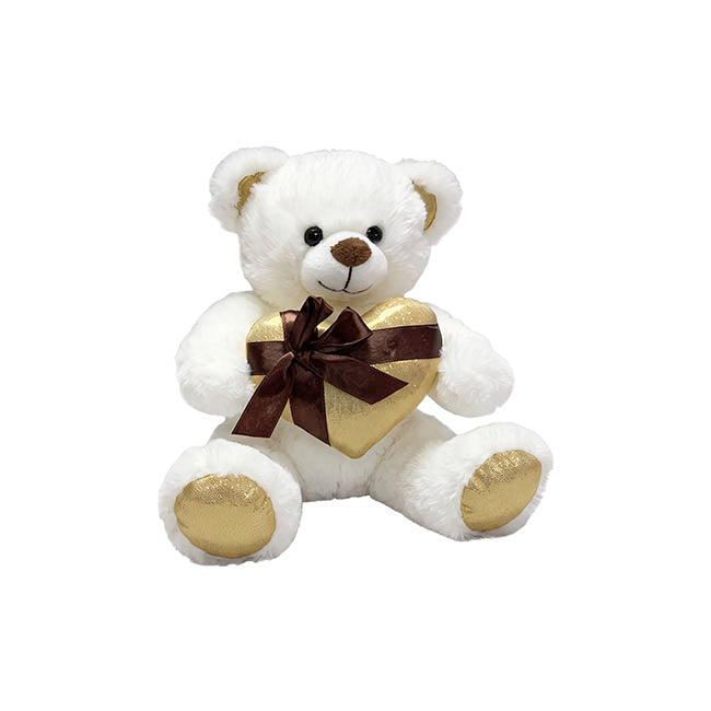 Teddy Bear Jimmy w Gift Plush Heart White (20cm.ST)