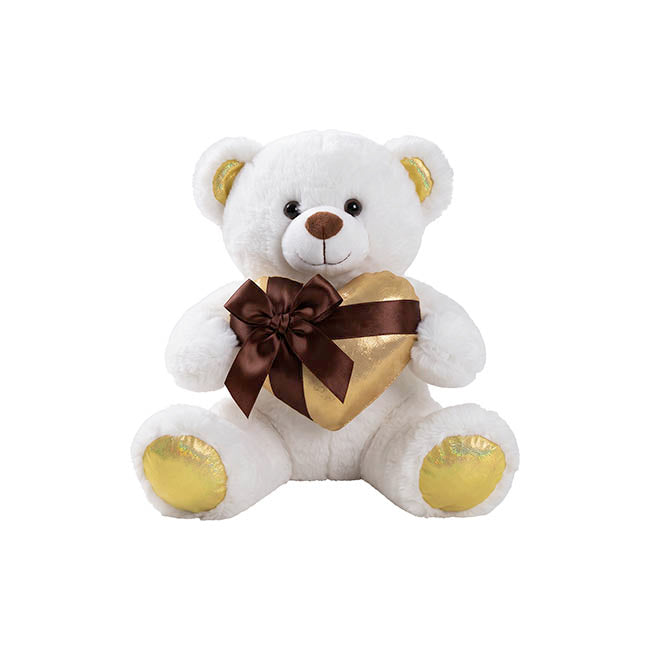 Teddy Bear Jimmy w Gift Plush Heart White (20cm.ST)