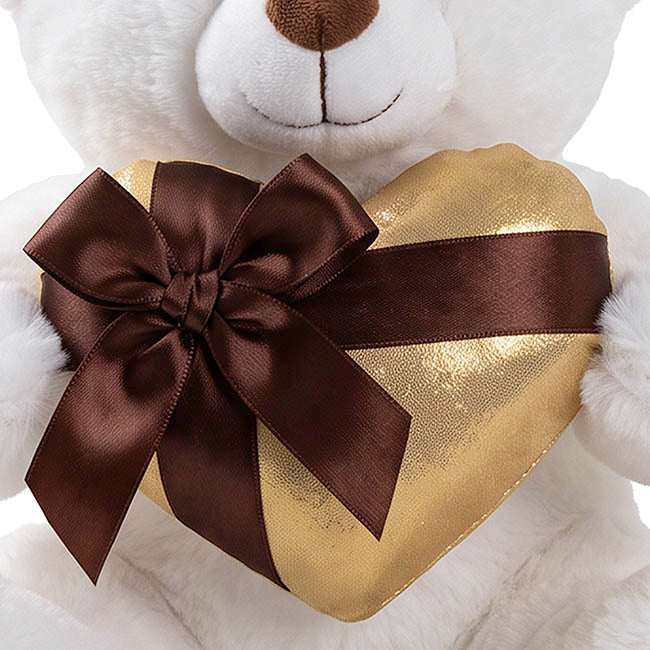 Teddy Bear Jimmy w Gift Plush Heart White (20cm.ST)