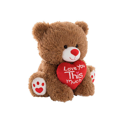 Teddy Bear Dean w Love You This Much Heart Brown (35cmST)