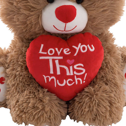 Teddy Bear Dean w Love You This Much Heart Brown (35cmST)