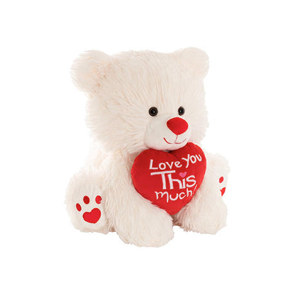 Teddy Bear Dean w Love You This Much Heart White (35cmST)