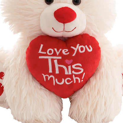 Teddy Bear Dean w Love You This Much Heart White (35cmST)