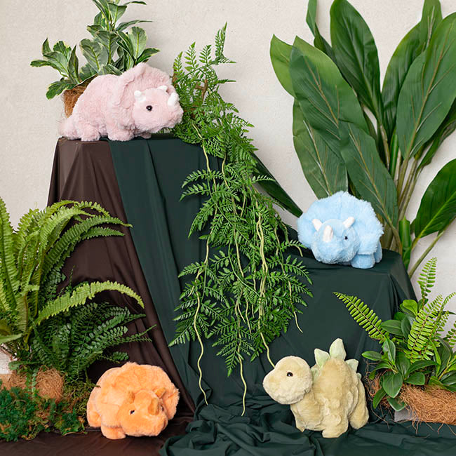 Triceratops Dinosaur Plush Soft Toy Dusty Pink (31x16cmHT)