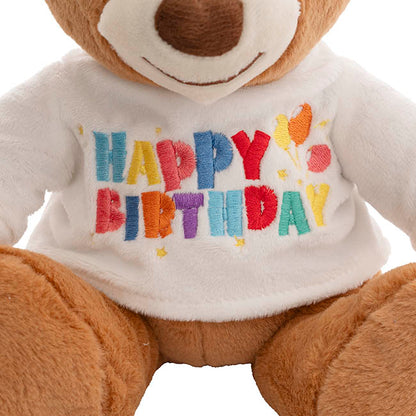 Teddy Bear Caleb w Happy Birthday T-Shirt White (21cmST)