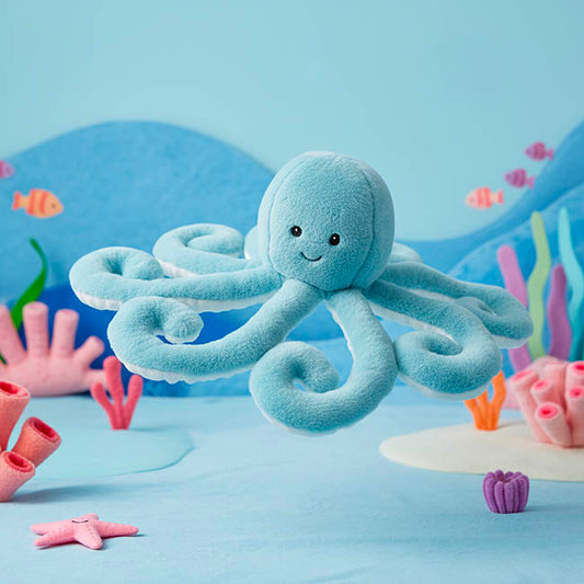 Octopus Sally Plush Soft Toy Soft Turquoise Blue (21cmST)
