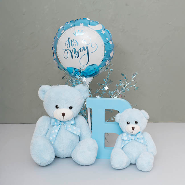 Luca Eco Teddy Bear w Bow Blue (15cm.ST)