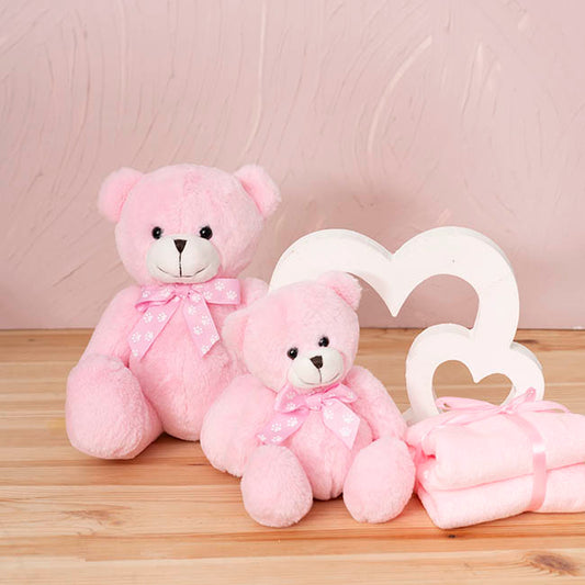 Luca Eco Teddy Bear w Bow Pink (20cm.ST)