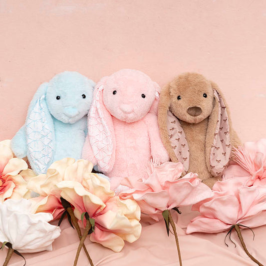 Petals Bunny w Bow Pattern Eco Plush Pink (30cm.ST)