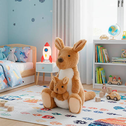 Kangaroo Kipper w Joey Eco Plush Brown (28cm.ST)
