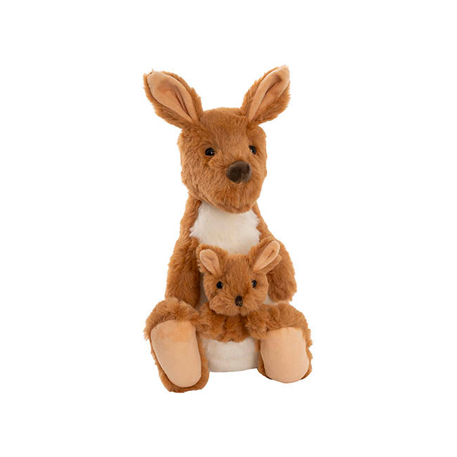 Kangaroo Kipper w Joey Eco Plush Brown (28cm.ST)