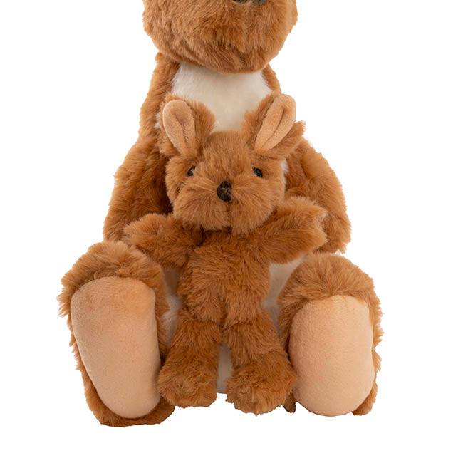 Kangaroo Kipper w Joey Eco Plush Brown (28cm.ST)