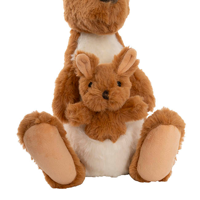 Kangaroo Kipper w Joey Eco Plush Brown (28cm.ST)
