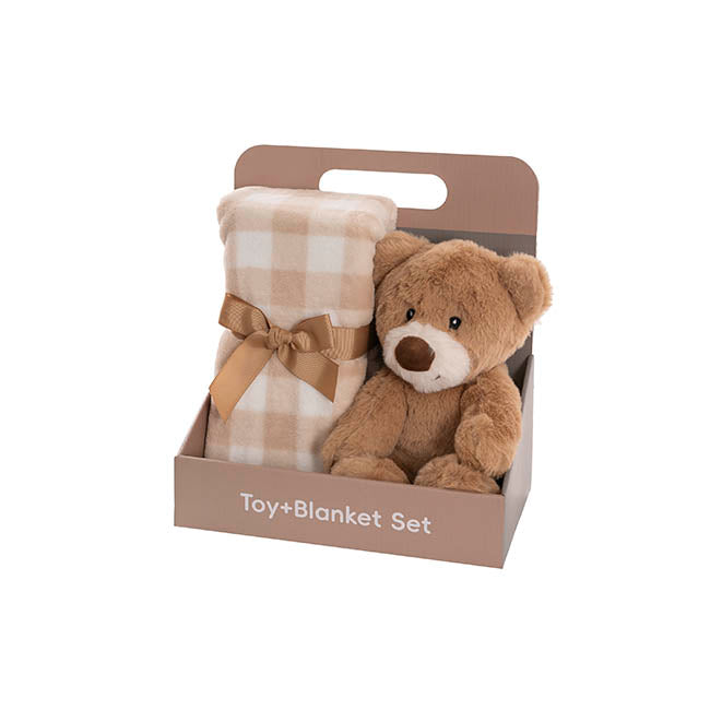 Teddy Bear Louie Gift Pack Bear and Blanket Brown (21cmST)