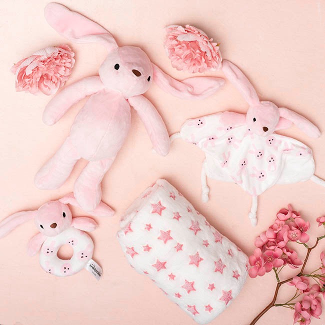 Flopsy Bunny Gift Set Accessories & Blanket Pink (23cmST)