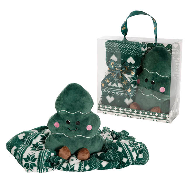 Christmas Tree & Blanket Gift Pack Green (25cmH)