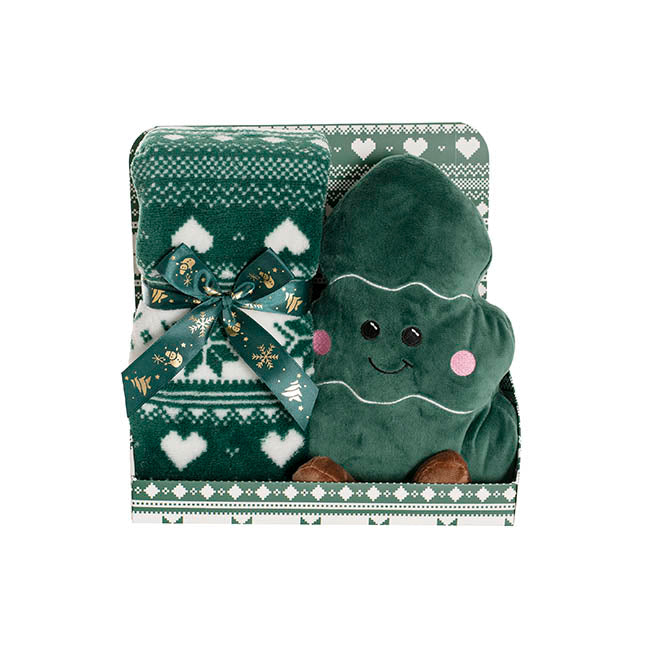 Christmas Tree & Blanket Gift Pack Green (25cmH)