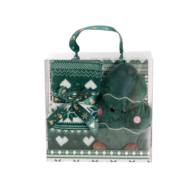 Christmas Tree & Blanket Gift Pack Green (25cmH)
