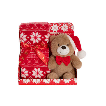 Teddy Bear Brady & Blanket Gift Pack Brown (25cmH)