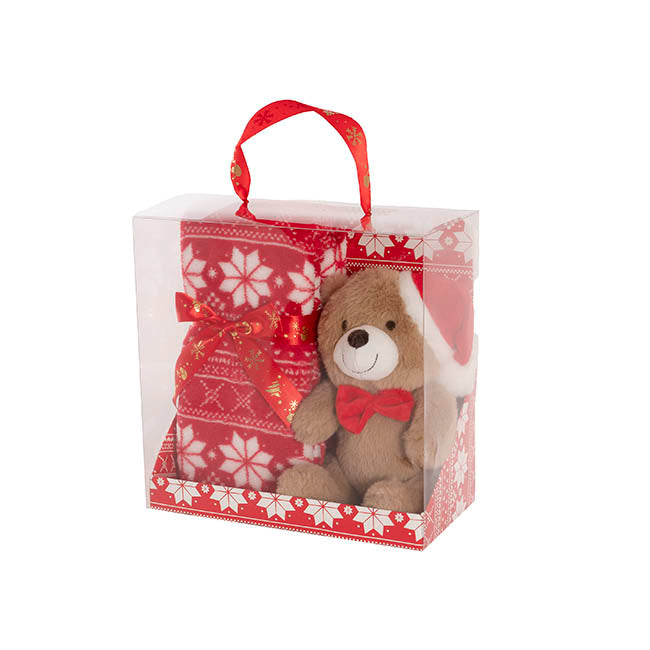 Teddy Bear Brady & Blanket Gift Pack Brown (25cmH)