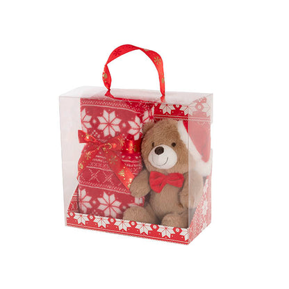 Teddy Bear Brady & Blanket Gift Pack Brown (25cmH)