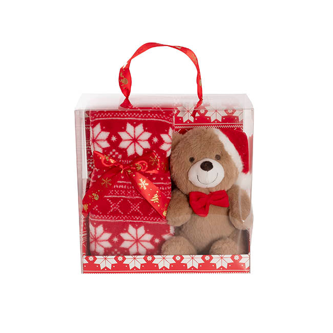 Teddy Bear Brady & Blanket Gift Pack Brown (25cmH)