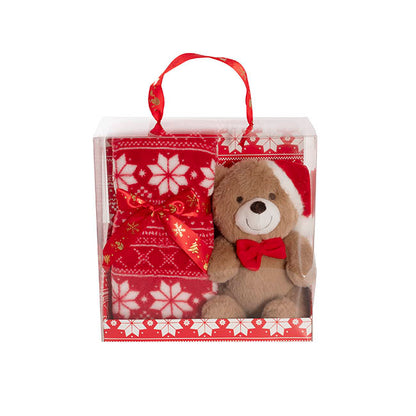 Teddy Bear Brady & Blanket Gift Pack Brown (25cmH)