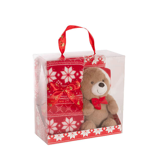 Teddy Bear Brady & Blanket Gift Pack Brown (25cmH)