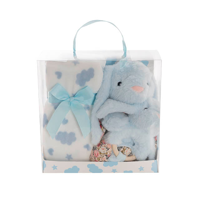Bunny Flora, Rattle & Blanket Gift Pack Soft Blue (25cmH)