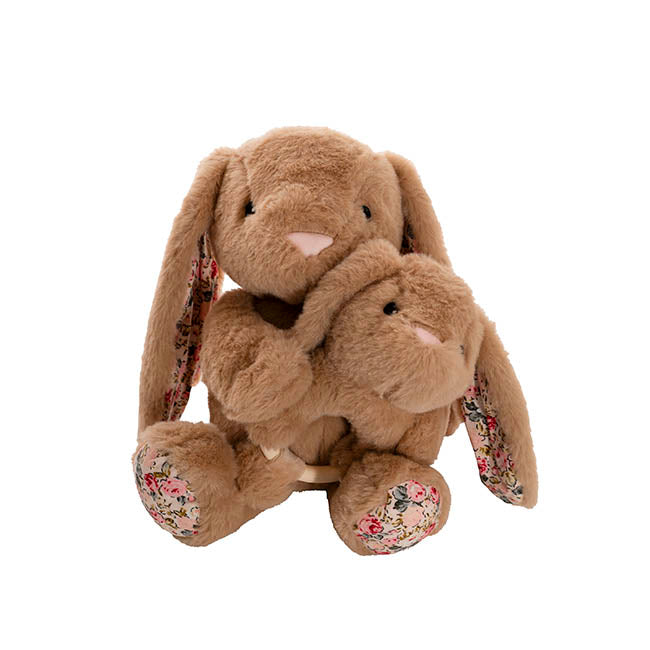 Bunny Flora, Rattle & Blanket Gift Pack Brown (25cmH)