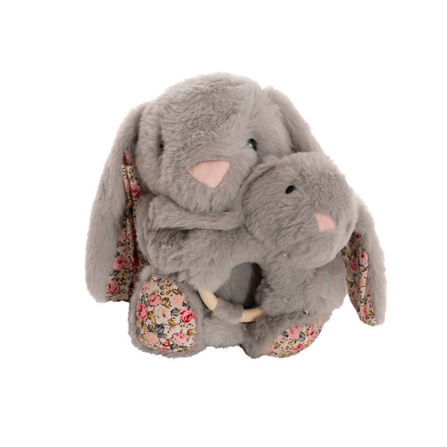 Bunny Flora, Rattle & Blanket Gift Pack Soft Grey (25cmH)