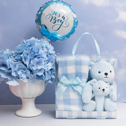Teddy Bear Brody, BB Stick & Blanket Gift Pack Blue (25cmH)