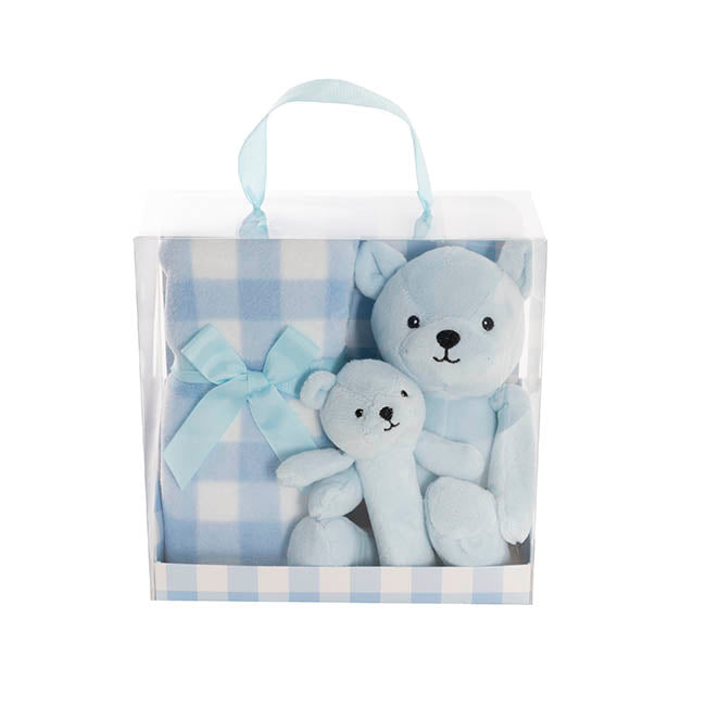 Teddy Bear Brody, BB Stick & Blanket Gift Pack Blue (25cmH)
