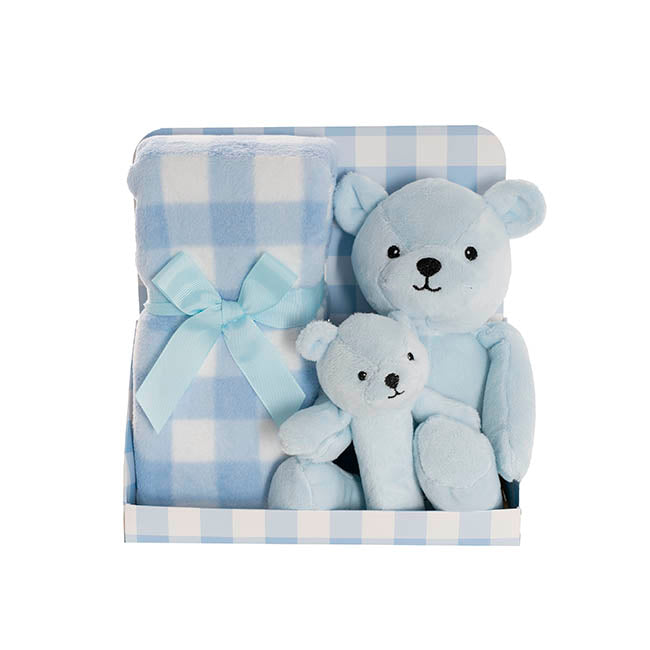 Teddy Bear Brody, BB Stick & Blanket Gift Pack Blue (25cmH)