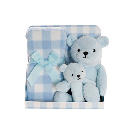 Teddy Bear Brody, BB Stick & Blanket Gift Pack Blue (25cmH)