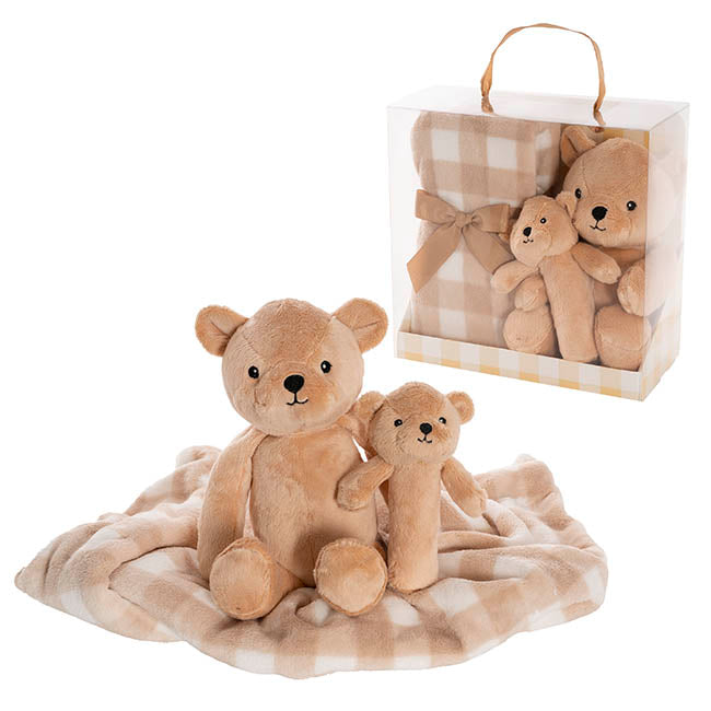 Teddy Bear Brody, BB Stick & Blanket Gift Pack Brown (25cmH)