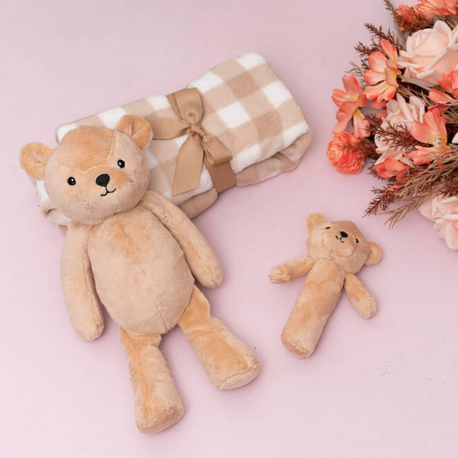 Teddy Bear Brody, BB Stick & Blanket Gift Pack Brown (25cmH)