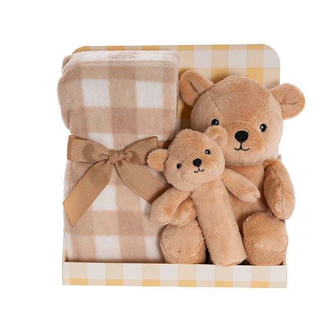Teddy Bear Brody, BB Stick & Blanket Gift Pack Brown (25cmH)